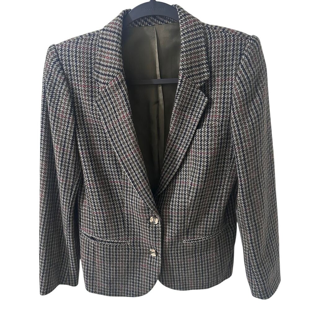 VTG Alan Austin France Women's 100% Cashmere Houndstooth Blazer Jacket, 38 (6)